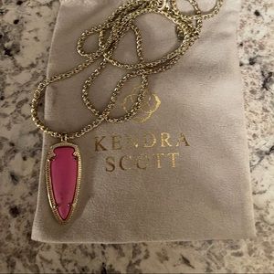 Pink and gold longer chain Kendra Scott necklace